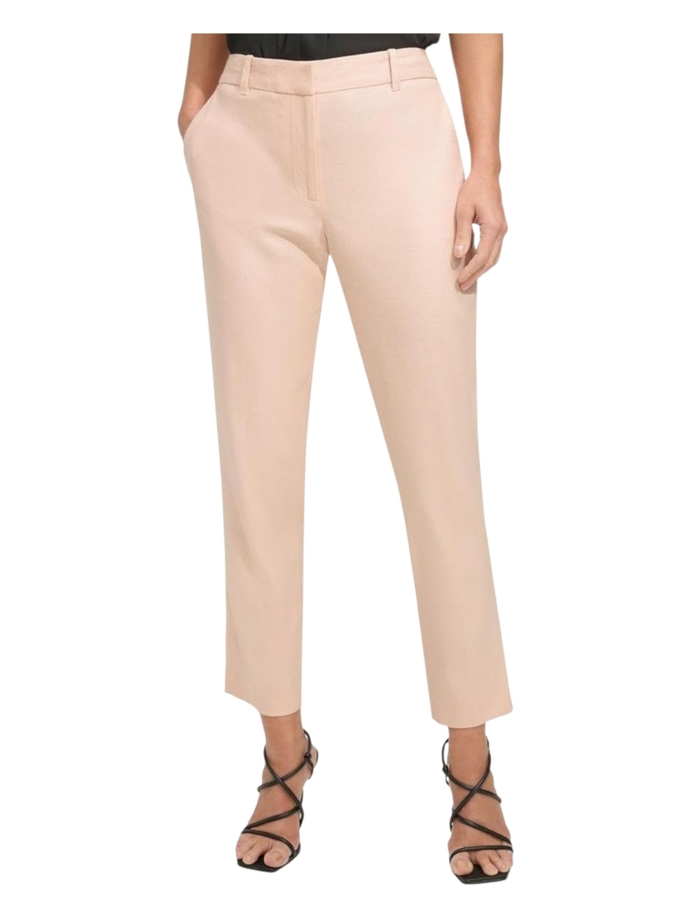 NWT DKNY Blush Pink Cropped Straight Leg Pants Size 2P Petite